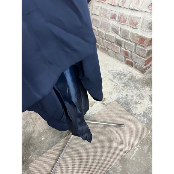 Dress 1980s Navy pleated bodice swing skirt shoulder pads - Picture 7 of 10